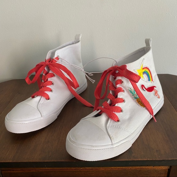 Cat & Jack White High Top Sneaker Patches Flamingo - Picture 6 of 6